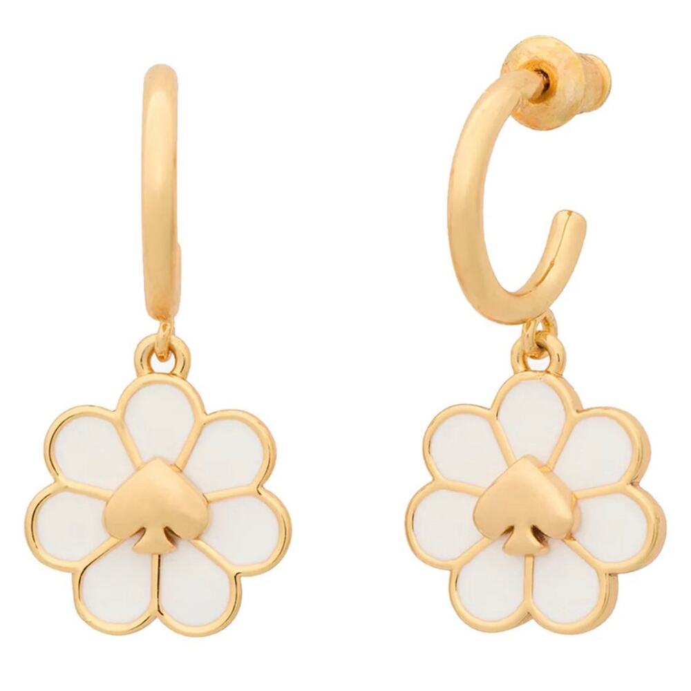 NWOT Kate Spade Day Tripper Huggies Earrings in White